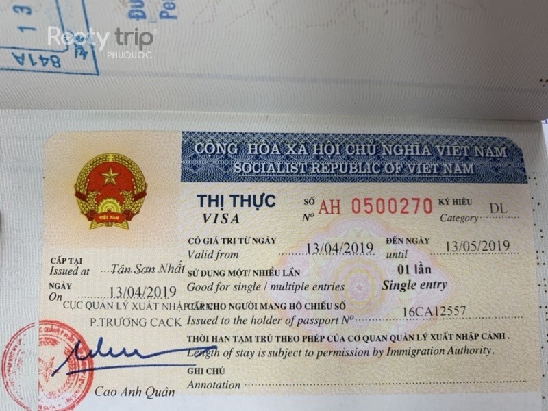 vietnam one month tourist visa sample